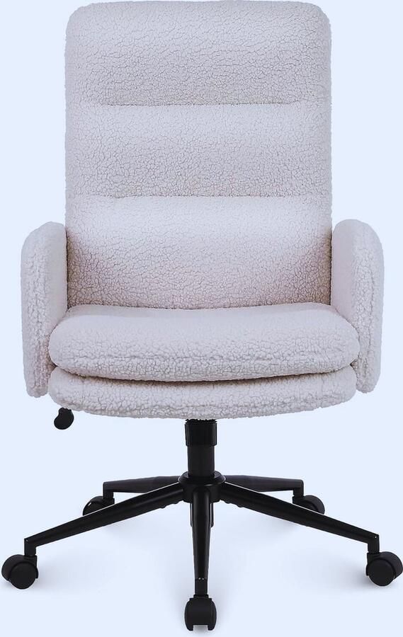 BOG Luxueuze Faux Kasjmier Bureaustoel – Ergonomisch Verstelbaar & Comfortabel Crème