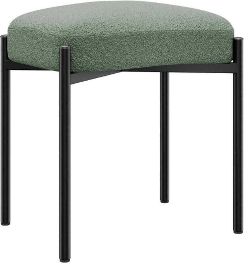 BOG Make-Up Krukje Teddy Velvet Vierkante Poef Met Metalen Poten Sierlijke Ottoman Bank Voor Slaapkamer Woonkamer Hal Groen 37x29x46 cm