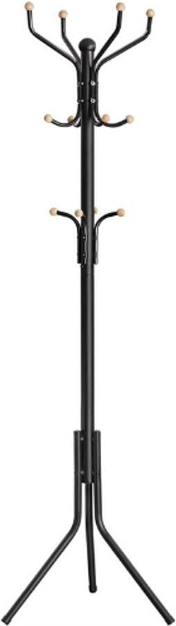 BOG Metalen Garderoberek – Vrijstaand Kledingrek – Stevige Kapstok – Hoogte 182 cm – Zwart