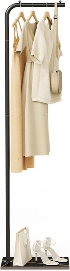 BOG Metalen Kapstok L-Vormige Vrijstaande Kledingstandaard 180cm Zwart Stabiele Rotsbasis Voor Bovenkleding Kleding Handtassen Hal Entree