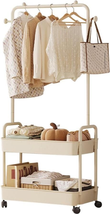 BOG Metalen Kledingrek Met Katrolhanger Meerdere Lagen Opbergmanden Mobiel En Ruimtebesparend Kledingrek Voor Jassen Rokken Broeken En Handtassen Modern Design Voor Kleine Ruimtes