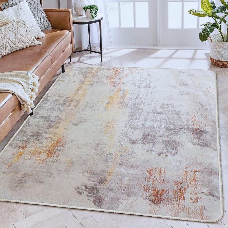 BOG Modern Abstract Vloerkleed Voor Woonkamer En Slaapkamer Zacht -Antislip En Laagpolig Tapijt In Grijs (120 x 160 cm)