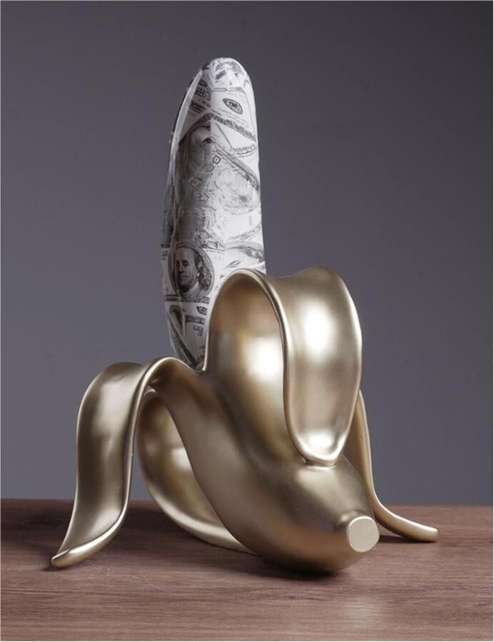 BOG Moderne Abstracte Banaan Sculptuur Decoratief Beeldje Voor Tafel Woondecoratie Polyresin Ambacht Uniek Cadeau 34cm