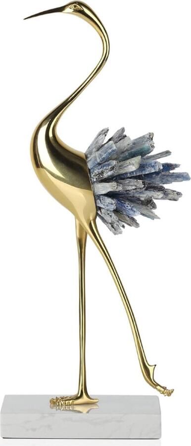 BOG Moderne Luxe Gouden Kristallen Kraan Met Koperen Standbeeld Dierenbeeld Vogel Woondecoratie Accessoires Voor Woonkamer TV-Kast En Wijnkast Decoratie Blauw B