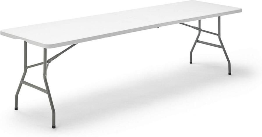 BOG Multifunctionele Klaptafel 240 Cm Opvouwbare Tafel In Wit 240 X 74 X 74 Cm Stevige Vouwtafel Voor Feest Tuin Camping Of Buffet