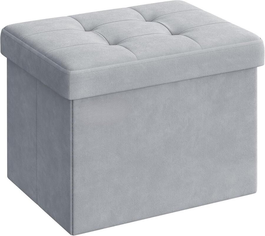 BOG Multifunctionele Opbergpoef – Inklapbare Zitbank & Voetenbank – 31x41 Cm – Duifgrijs – Tot 130 Kg – Voor Woonkamer Slaapkamer Of Slaapzaal