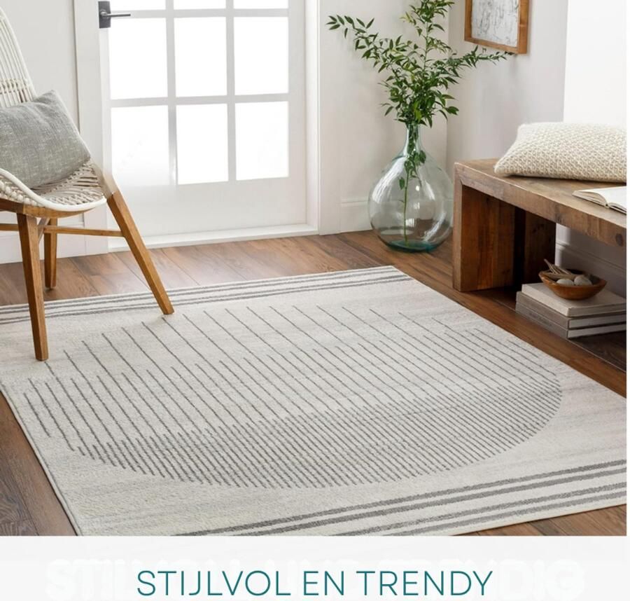 BOG Nairobi Geometrisch Tapijt Scandi Vloerkleed Woonkamer Eetkamer Keuken Neutraal Abstract Patroon Boho Stijl Onderhoudsvriendelijk Groot Tapijt 160 X 216 Cm Crème