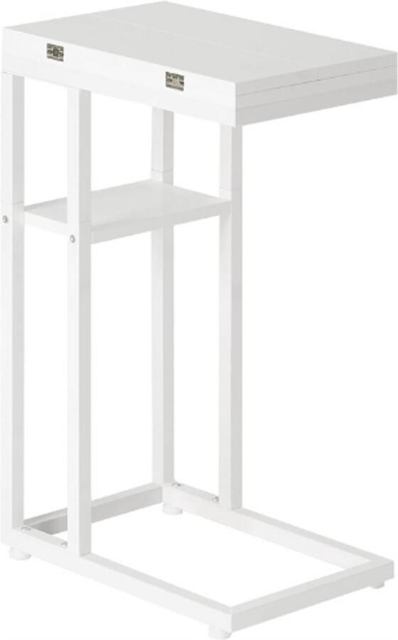 BOG Opvouwbare Bijzettafel C-Vormige Bijzettafel Met Opbergplank Kleine Snacktafel Voor Woonkamer Slaapkamer Kleine Ruimtes Eenvoudige Montage Wit WW29SF01