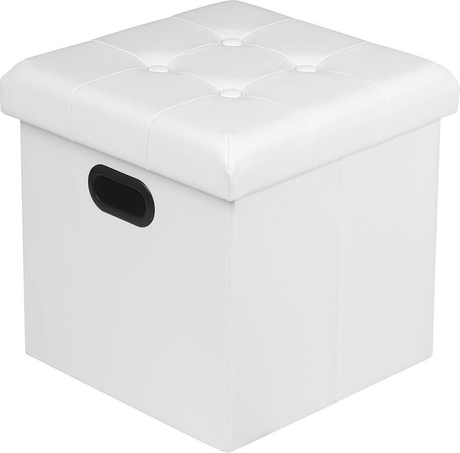 BOG Opvouwbare Poef & Voetenbank Met Opbergruimte – Luxe Kunstleer – Wit – Stijlvol & Praktisch