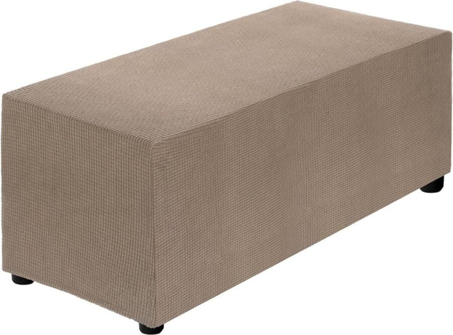 BOG Rekbare Poefhoes XL Rechthoekige Oversized Vierkante Hocker Hoes met Elastiek Khaki Universele Ottoman Slipcover voor Voetenbank Poef Hocker en Kruk (Geschikt voor Hoogte 130-160 cm)