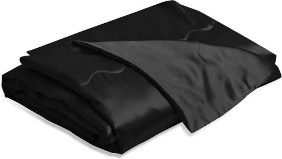 BOG Satijnen Deken 150 X 200 Cm Zwart Satijn Bankdeken Verkoelend Zijdeachtig Zomerdeken Licht Zacht Luxe Glad Glanzend Satijn Sprei Knuffeldeken Voor Bed Bank Slaapkamer Kantoor