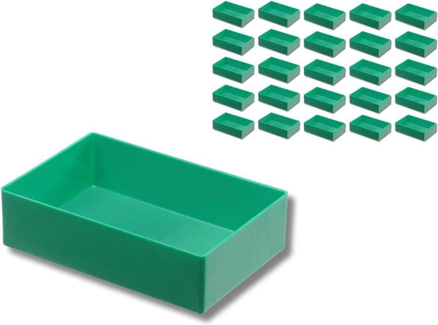 BOG Set Van 25 Inzetboxen 162x108x45mm Groene Opbergvakken Voor Assortimentboxen Kleine Onderdelen Koffers Laden En Kasten