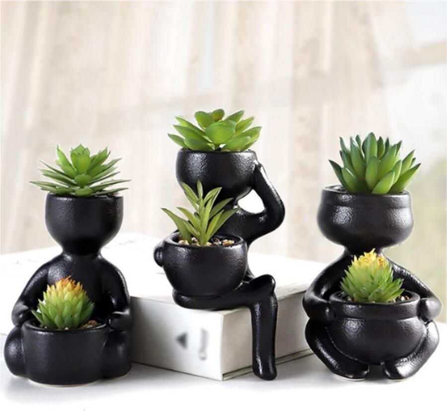 BOG Set Van 3 Kunst Succulenten In Keramische Pot Mini Kunstplanten Decoratieve Nepplanten Voor Woonkamer Slaapkamer Kantoor Tafel Decoratie