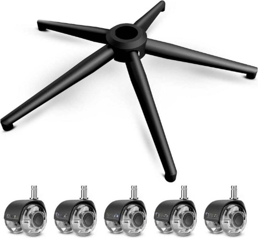 BOG Stevige Bureaustoel Met Wielen Universele 24 Inch Metalen Basis Voor Draaistoel En Gamingstoel Compleet Set Draagvermogen Tot 1180 Kg