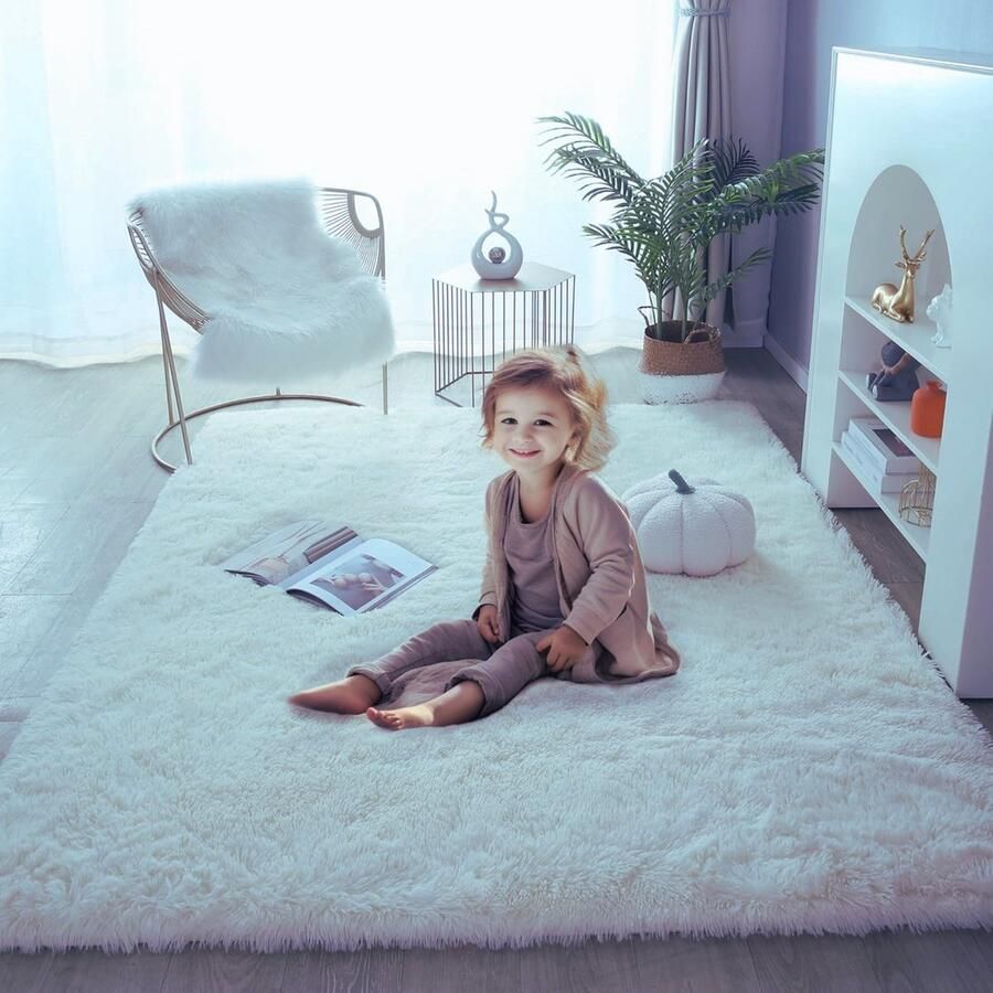 PEAM Superzacht En Fluffy Tapijt 240x300 CM Voor Slaapkamer En Woonkamer Modern Beige Antislip Vloerkleed Voor Meisjes En Jongens