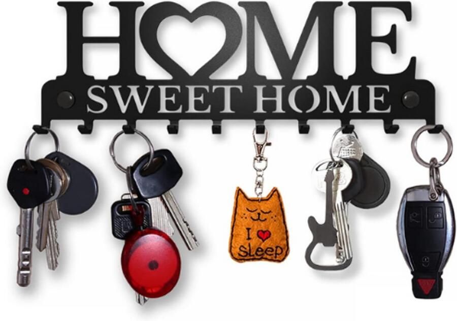 BOG Sweet Home Wandrek Met 10 Haken Decoratief Metaal Sleutelhanger Rek Voor Voordeur Keuken Of Garage Bewaar Huissleutels Werksleutels Autosleutels Vintage Wanddecoratie