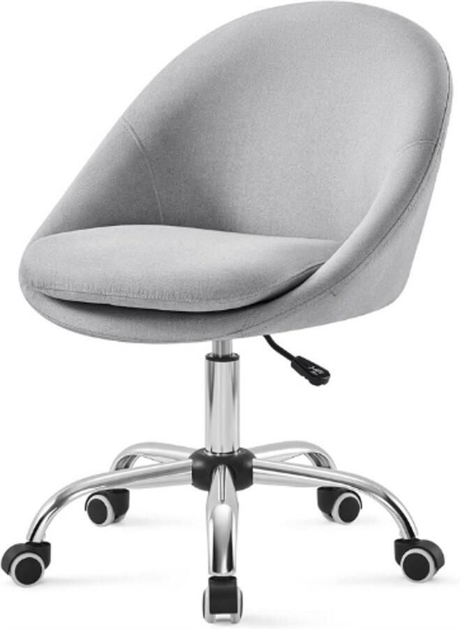 BOG Thuisbureaustoel Kapstoel Van Katoen-Linnenmix Bureaustoel Schuimvulling In Hoogte Verstelbaar Voor Studeerkamer Slaapkamer Duifgrijs