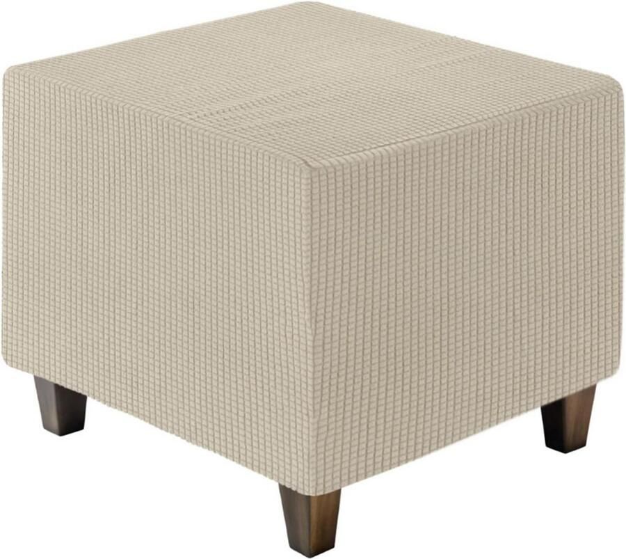 BOG Vierkante Ottomaanse Hoes Jacquard Poef Hoes Met Elastische Basis Rekbare Voetenbank Krukhoes Voor Woonkamer Meubels Geel Groot Formaat