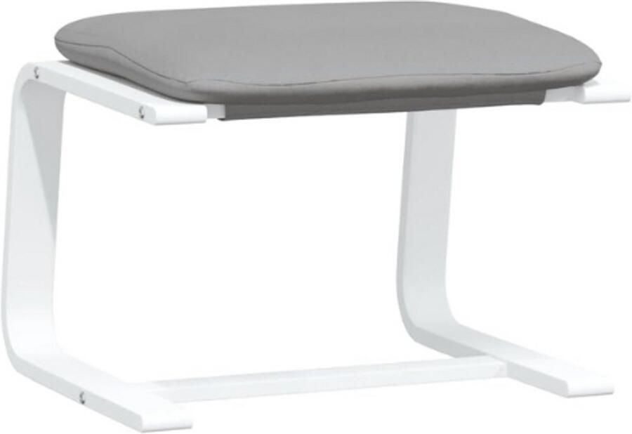 BOG Voetenbank 51x41x40 cm Stoffen Poef Lichtgrijs Hocker Voetensteun Voor Woonkamer Of Slaapkamer