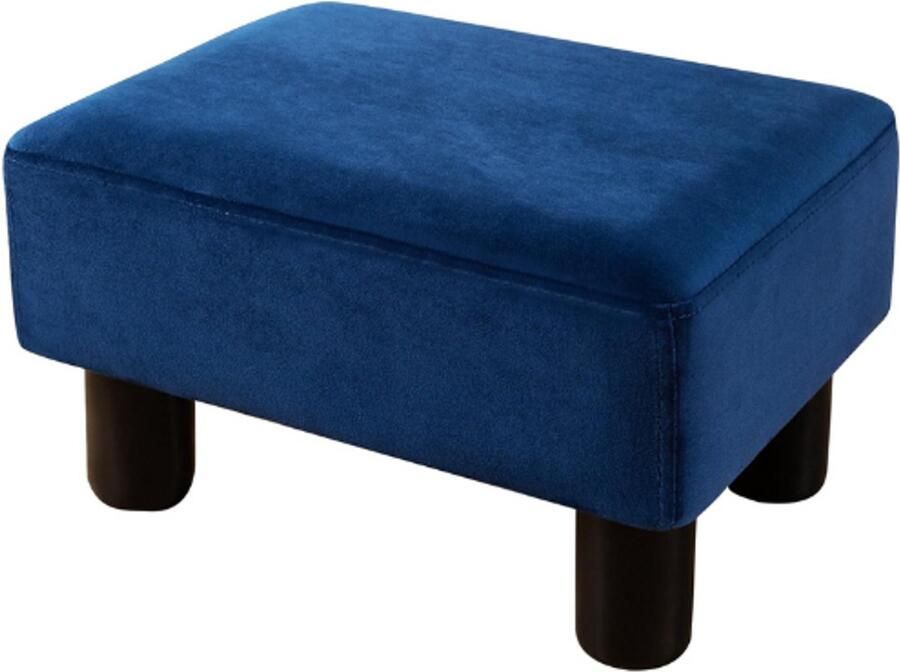 BOG Voetenbank Rechthoekig Klein Fluwelen Ottoman Met Antislip Poten Moderne Voetensteun Voor Bank Bureau En Woonkamer Marineblauw