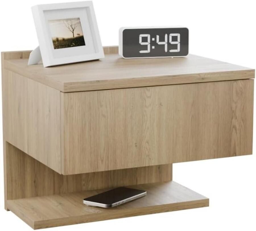 BOG Wand Nachtkastjes Wandrek Nachtkastje Hangend Nachtkastje Smalle Bijzettafel Aan De Muur Met Opbergplank Sonoma B35 X H30 X D31 6 Cm