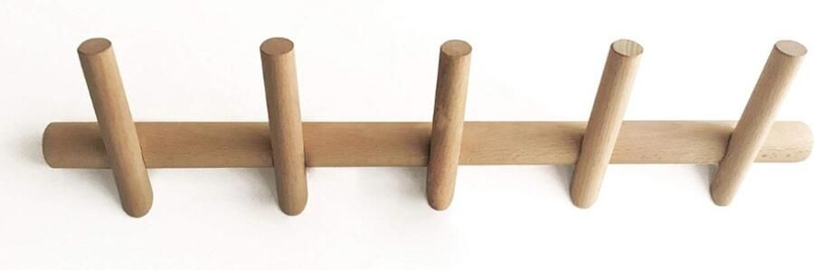 BOG Wandkapstok Hout – Moderne Muurhaak Met 5 Haken – Ruimtebesparende Wandgarderobe – Design Kapstok Voor Jassen Sjaals En Handtassen – 50 cm Stijlvol Takvorm Ontwerp Voor Hal Slaapkamer Of Badkamer