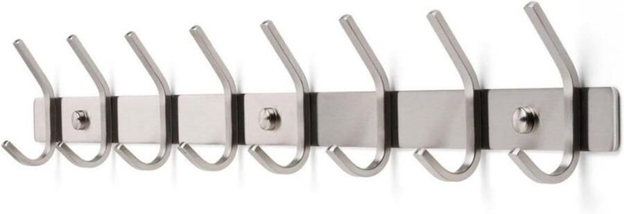 BOG Wandkapstok-Met 16 Haken RVS Wandkapstok Ophangrek Voor Jassen-Handdoeken-En Accessoires 60CM Zilver Roestvrij Staal