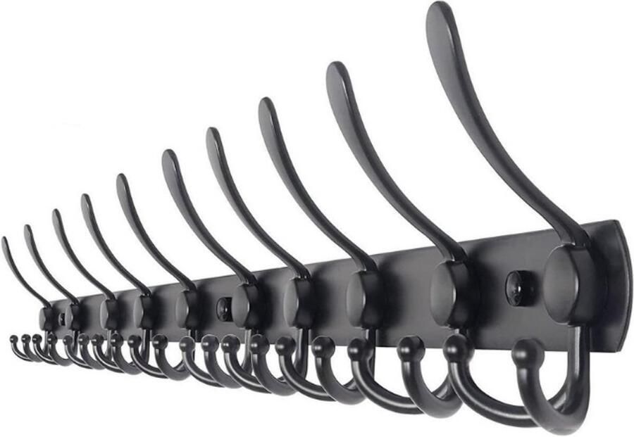 BOG Wandkapstok Met 30 Haken Hangende Muurkapstok Van RVS 95CM Kapstoklijst In Mat Zwart