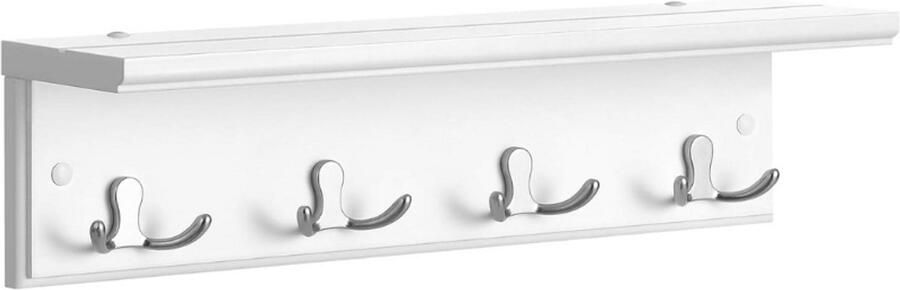 BOG Wandkapstok-Met Plank En 4 Dubbele Haken Kapstok Voor Hal-Badkamer-Woonkamer-Keuken Wandrek Voor Jassen En Accessoires Wit Design