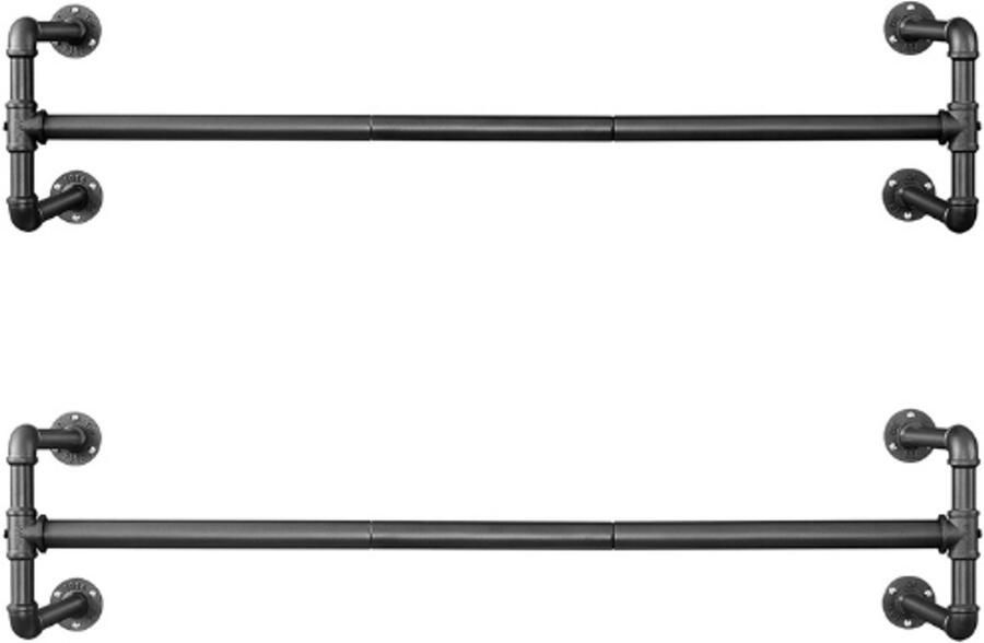 BOG Wandkapstok Set Van 2 – Industrieel Design Kledinghanger – Imitatie Buis – Zwarte Kapstok 112x30x29.2 cm – Draagkracht 60 kg – Ruimtebesparend – Eenvoudige Montage