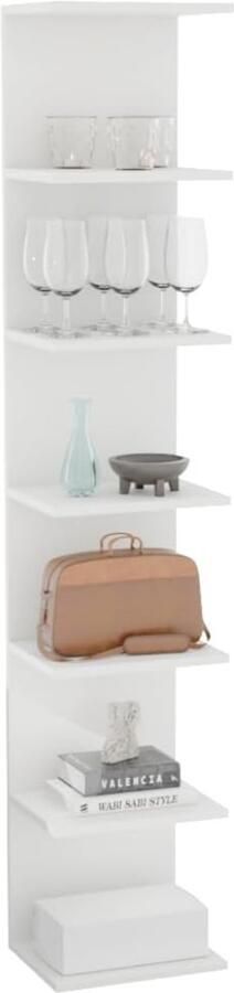 BOG Witte Zwevende Wandplank Boekenkast – Moderne Muurplanken Met 7 Niveaus Voor Woonkamer- Slaapkamer- Keuken & Badkamer