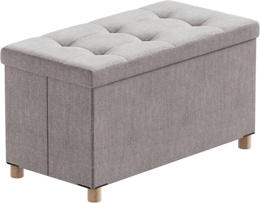 BOG Zitbank Met Opbergruimte – Opvouwbare Kruk Met Poten – Multifunctionele Opbergkruk Voor Woonkamer – Slaapkamer – Hal – Lichtgrijs – 76x38x38 cm