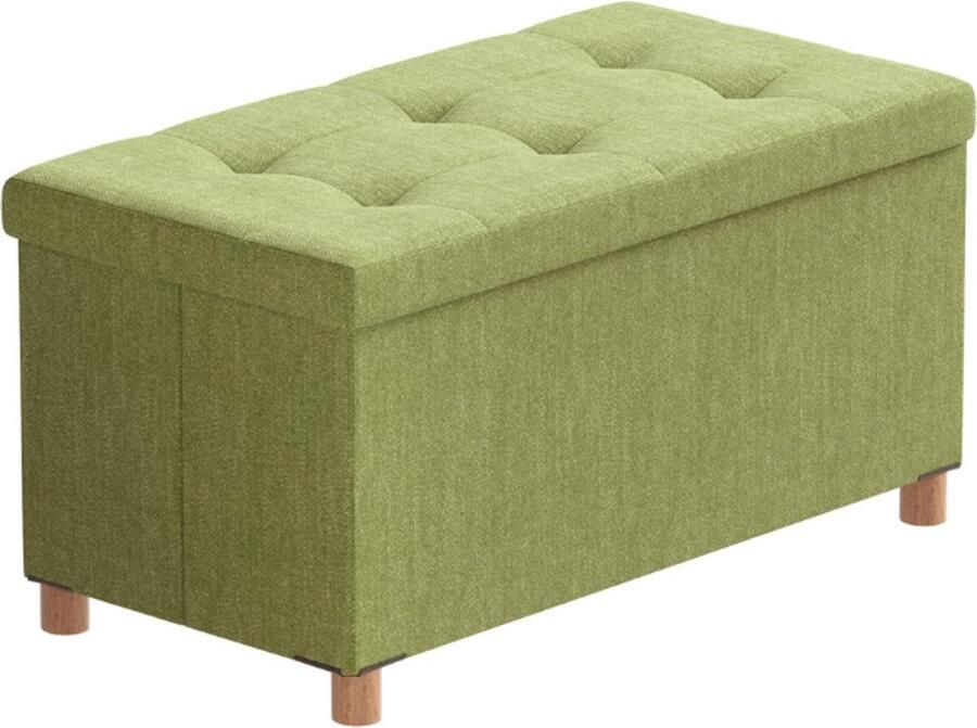 BOG Zitbank Met Opbergruimte Zitkruk Voetenbank Opvouwbare Zitkist Kruk Met Deksel Groen 76 × 38 × 38 Cm