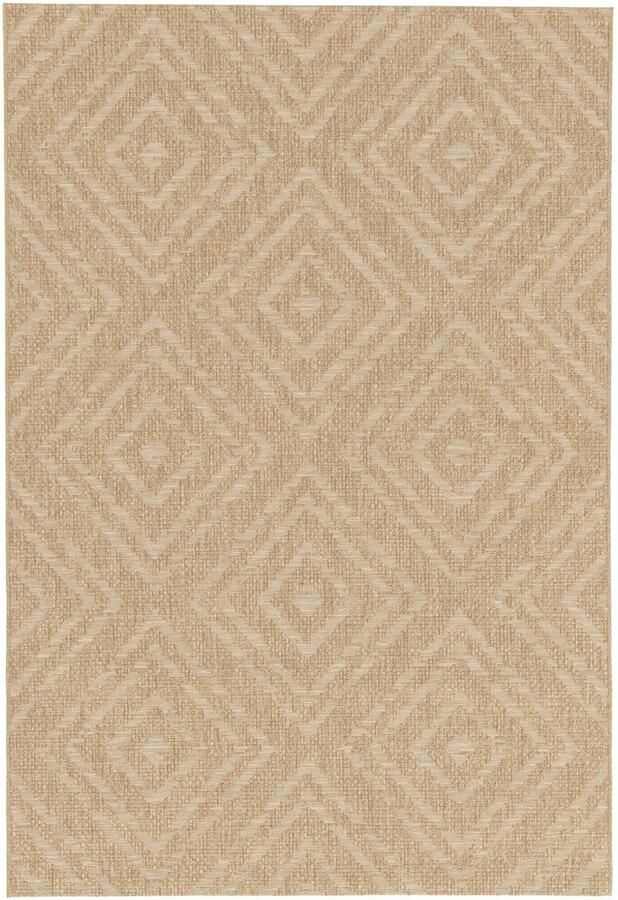 Boho&me Buitenkleed ruiten Twill Zenith beige wit 200x290 cm