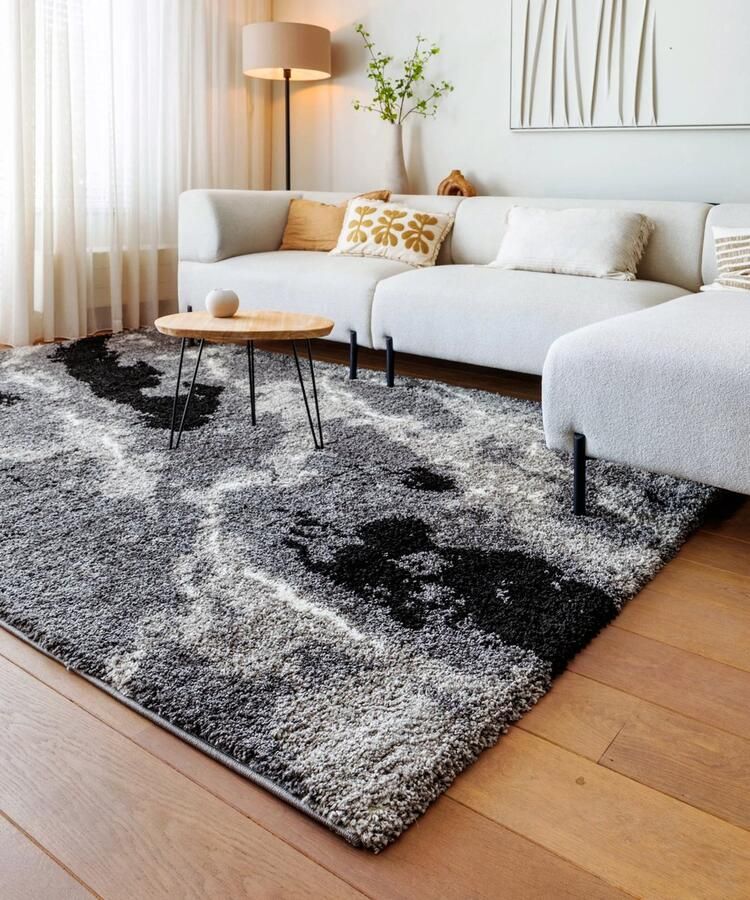 Boho&me Hoogpolig vloerkleed Marble Artisan grijs 60x110 cm - Foto 2