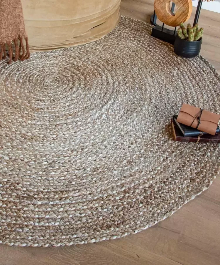 Boho&me Jute vloerkleed rond Braided naturel 120 cm rond