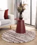 Boho&me Rond hoogpolig vloerkleed strepen Artisan grijs rood 120 cm rond - Thumbnail 1