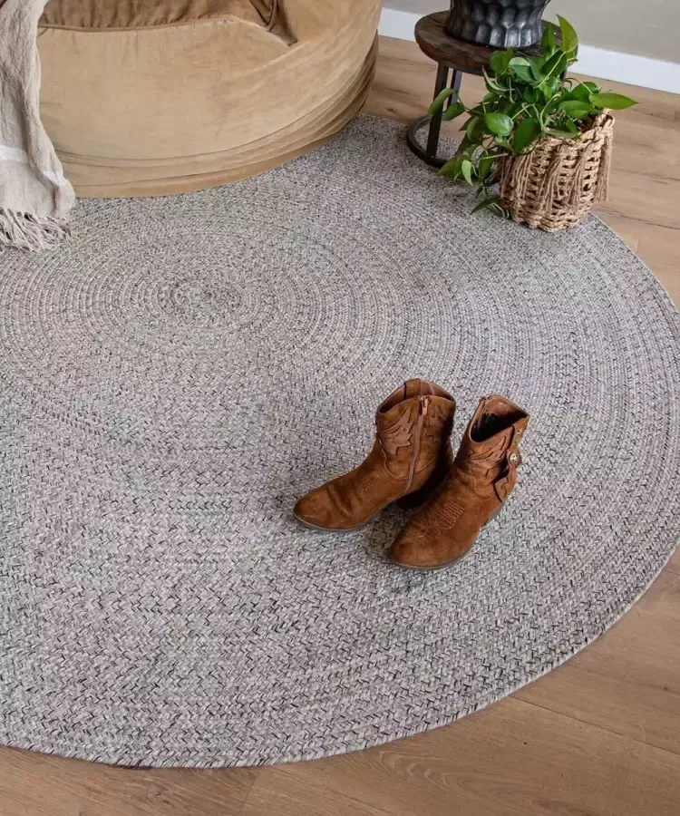 Boho&me Rond vloerkleed katoen Joy beige|wit 160 cm rond