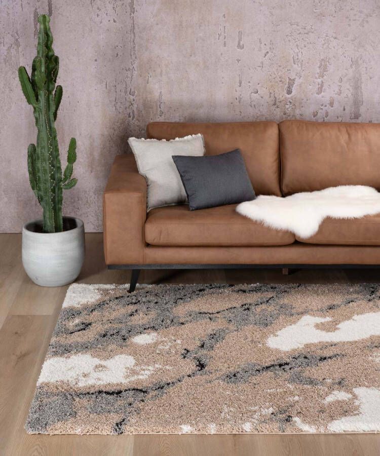 Boho&me Hoogpolig vloerkleed Marble Artisan beige 280x380 cm