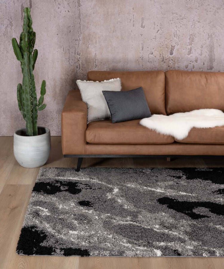 Boho&me Hoogpolig vloerkleed Marble Artisan grijs 280x380 cm
