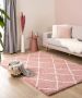 Boho&me Hoogpolig vloerkleed ruiten Artisan roze|wit 160x230 cm - Thumbnail 2