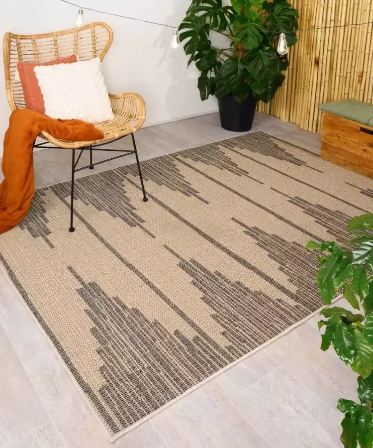 Boho&me Jute buitenkleed Sunny Grotto beige zwart 300x400 cm