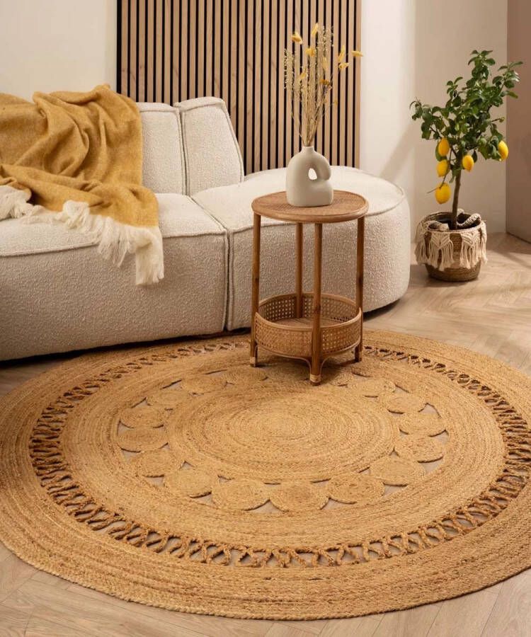 Boho&me Jute vloerkleed rond Sunny naturel 120 cm rond