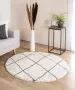 Boho&me Rond hoogpolig vloerkleed geruit Artisan wit grijs 240 cm rond - Thumbnail 1