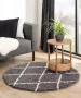 Boho&me Rond hoogpolig vloerkleed ruiten Habitat grijs wit 300 cm rond - Thumbnail 1