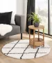 Boho&me Rond hoogpolig vloerkleed ruiten Habitat wit zwart 300 cm rond - Thumbnail 1