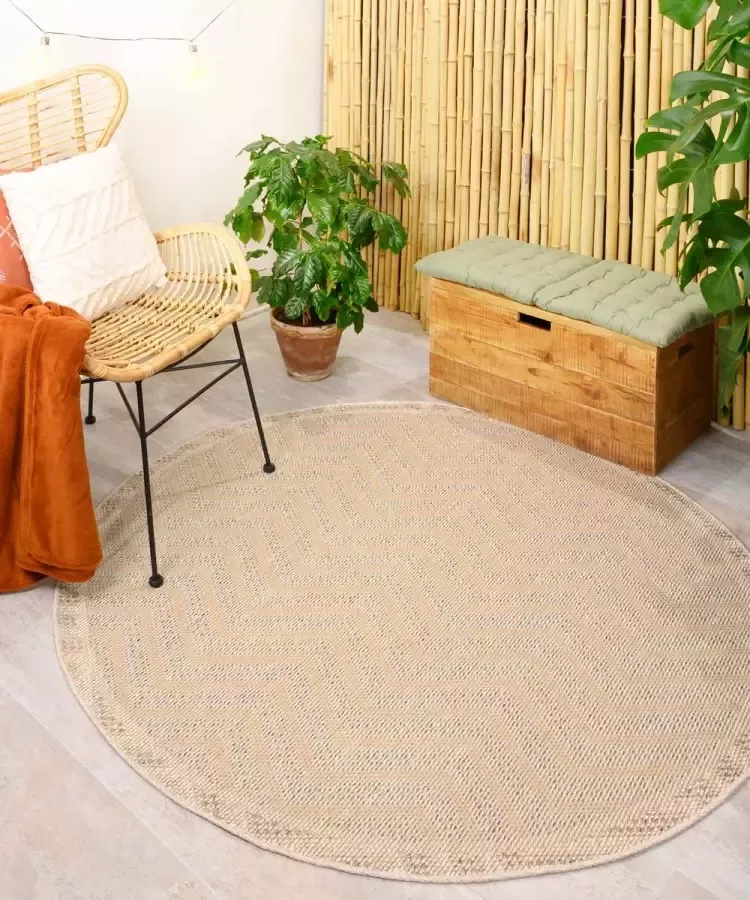 Boho&me Rond jute buitenkleed Sunny Contour naturel 250 cm rond