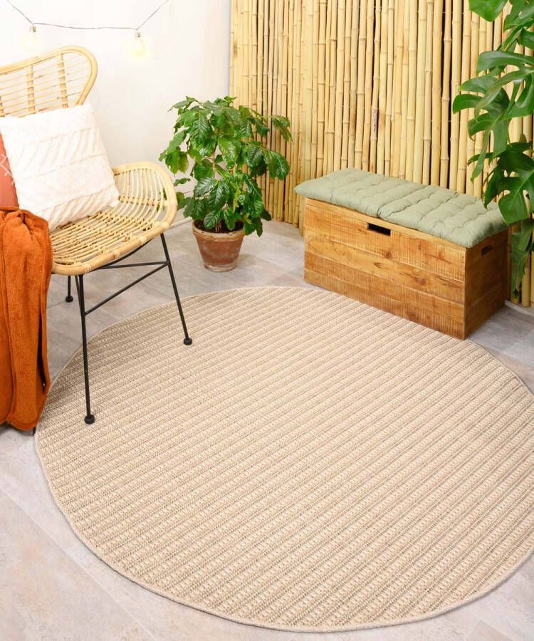 Boho&me Rond jute buitenkleed Sunny naturel 100 cm rond