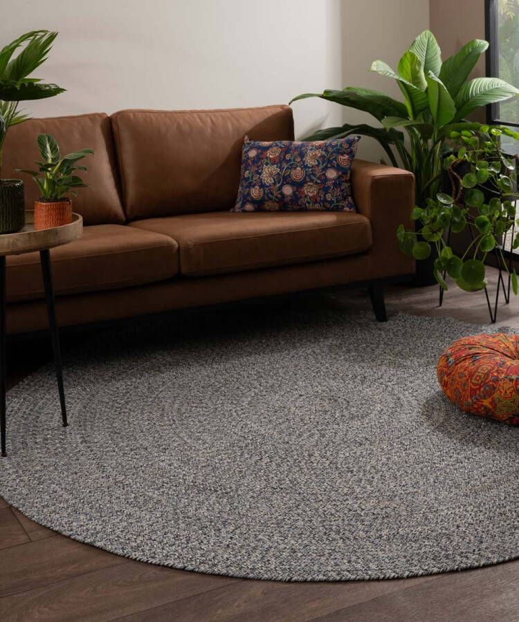 Boho&me Rond vloerkleed katoen Joy blauw 300 cm rond