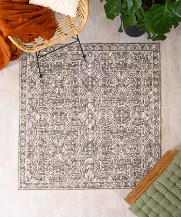 Boho&me Vierkant buitenkleed Sunny Oriental grijs 250x250 cm